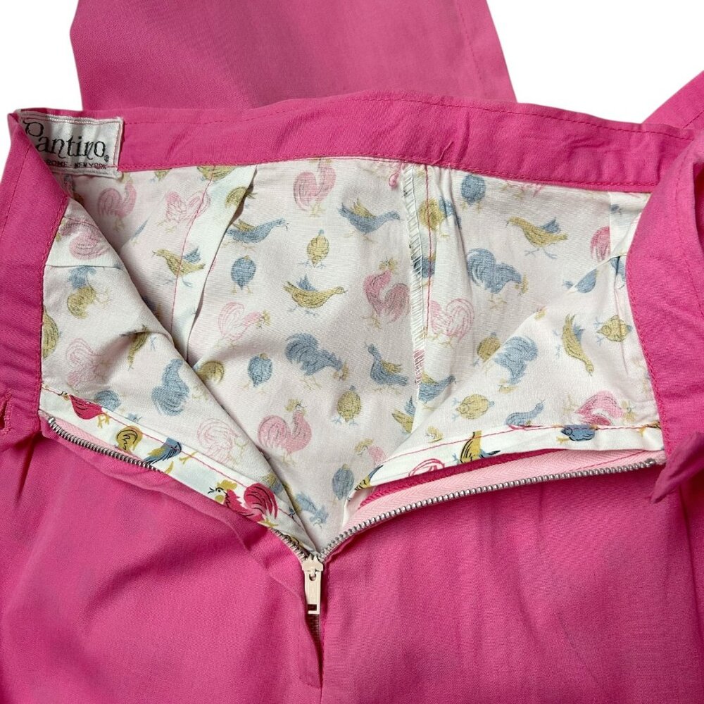 60s Vintage Highwaisted Skort Pink Skirt White Shorts Chicken Print Pantino. - Picture 8 of 8